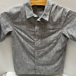 REI‎ Pearl Snap Polyester Nylon Short Sleeved Gray Shirt Size Medium